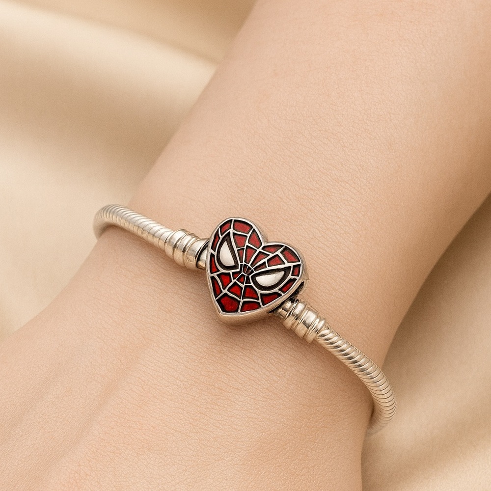 Pandora Silver Bracelet with Red Heart Charm